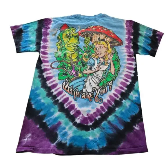 Liquid Blue Alice In Wonderland Mad Hatter Dont You Know Tie-Dye T-Shirt SZ M - Picture 2 of 4